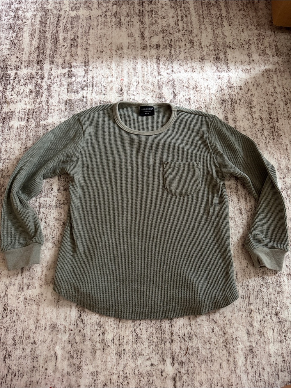 Little Bipsy Sage Green Waffle Long Sleeve Tee